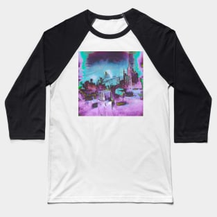 Broken City -Glitch Art Abstract Baseball T-Shirt